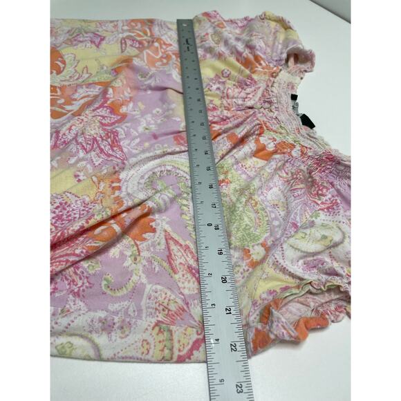 Lauren Ralph Lauren Peasant Floral Cap Sleeve Paisley Blouse Top Cottage Boho XL - Picture 8 of 8